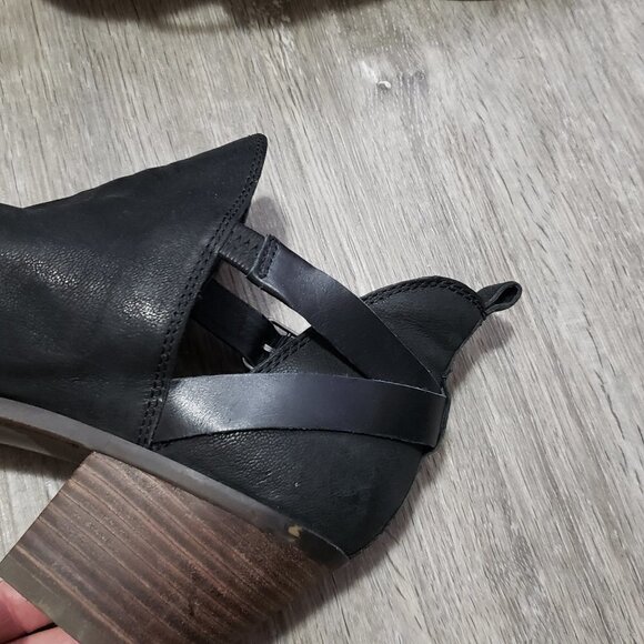 Lucky Brand * Black Leather Open Toe Booties * 9.5 - Picture 10 of 14